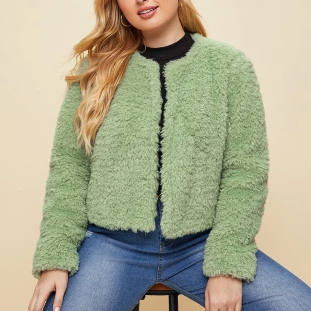 Plus Open Front Teddy Jacket
